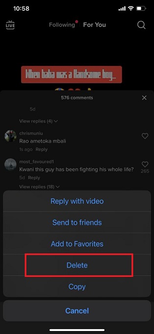 How To Delete a Comment On TikTok