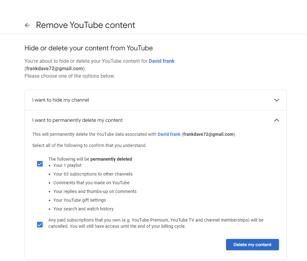 How To Hide or Delete Your YouTube Channel 