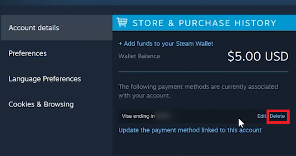 How To Remove Credit Card From Steam