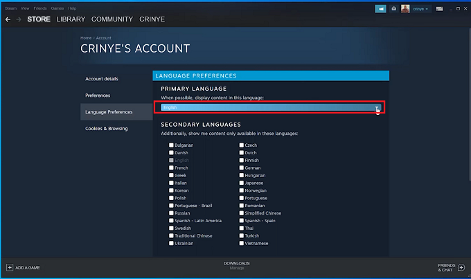 How To Change Language on Steam