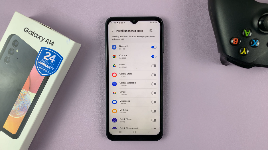 Allow Unknown Apps Installation on Samsung Galaxy A14