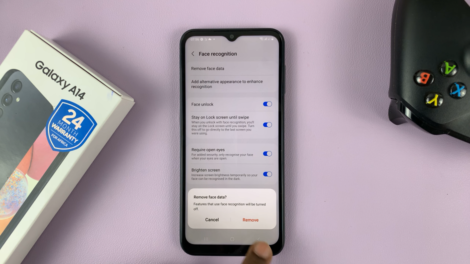 Remove Facial recognition data On Samsung Galaxy A14