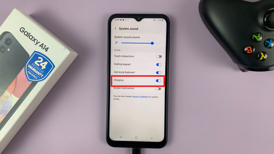 Enable Samsung Galaxy A14 Charging Sound