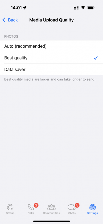 how to send high quality photos on whatsapp for iphone