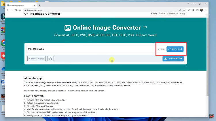 Convert PNG To WEBP Using Online Image Converter