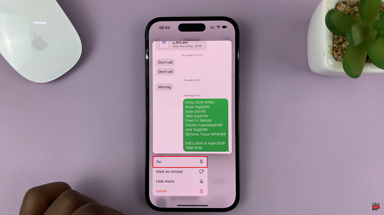 Pin & Unpin Text Messages On iPhone