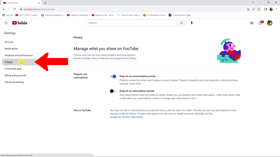 Make Your YouTube Subscriptions Private