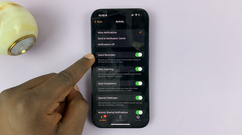 Stand Reminders via Watch App On iPhone