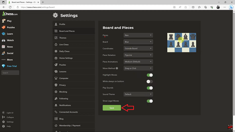 Change Board In Chess.com