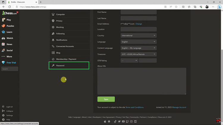 Change Password On Chess.com