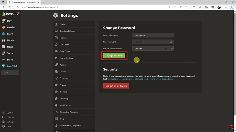 Change Password On Chess.com