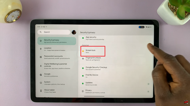 Add a Screen Lock Pattern To Google Pixel Tablet