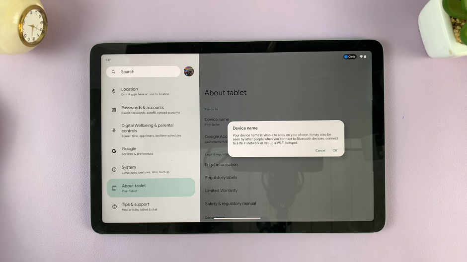 Change Google Pixel Tablet Name