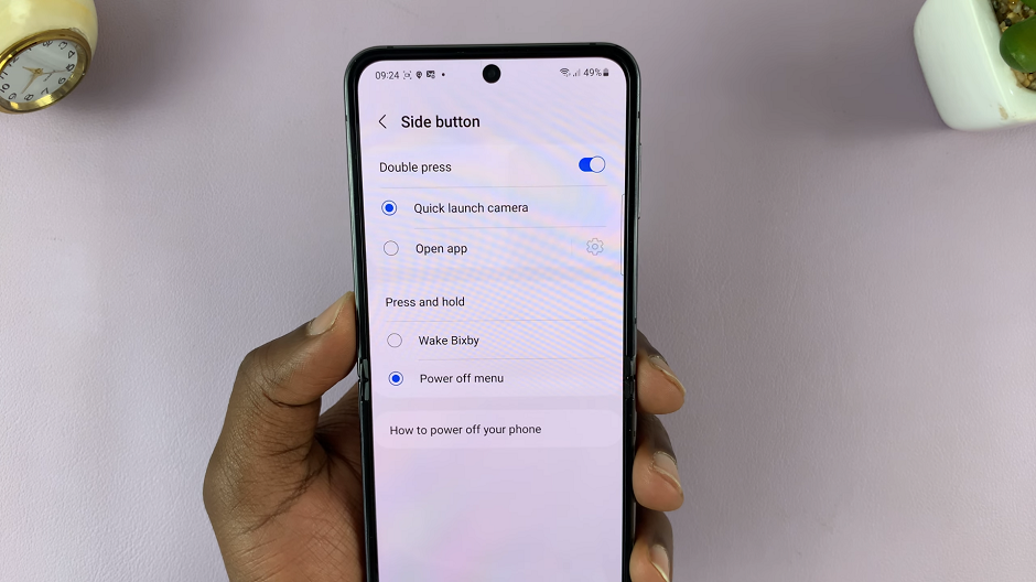 Set Side Key As Power Button On Samsung Galaxy Z Flip 5