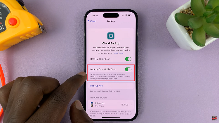 Disable Back Up Over Mobile Data On iPhone