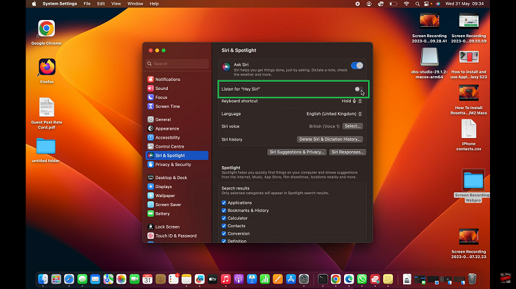 Disable 'Hey Siri' On Mac MacBook