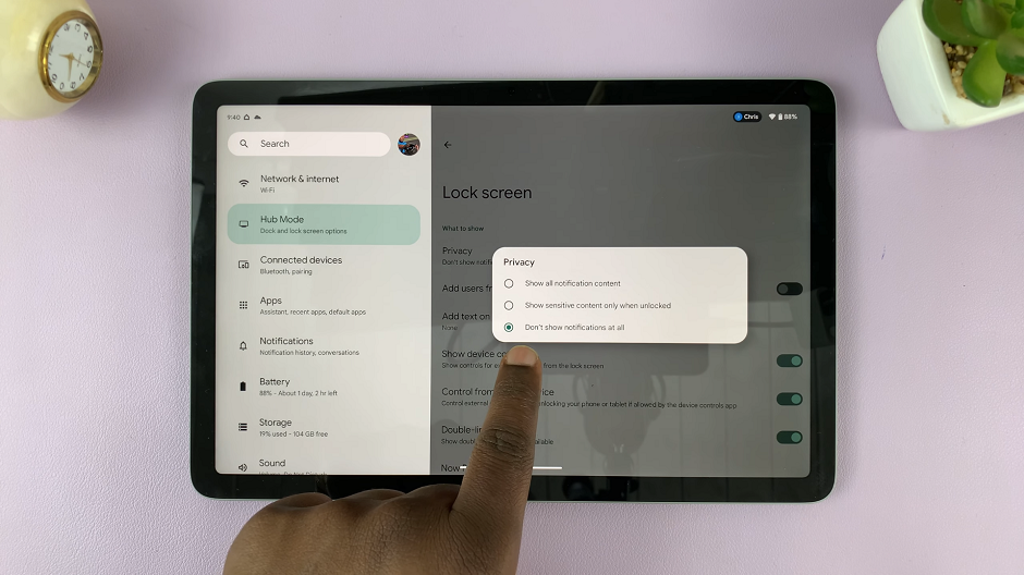 How To Hide Notifications From Lock Screen In Hub Mode On Google Pixel Tablet