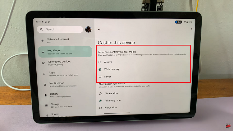 Enable & Disable 'Let Others Control Your Cast Media' On Google Pixel Tablet