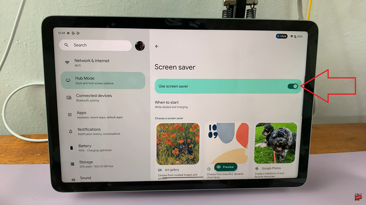 Enable & Disable Screen Saver On Google Pixel Tablet