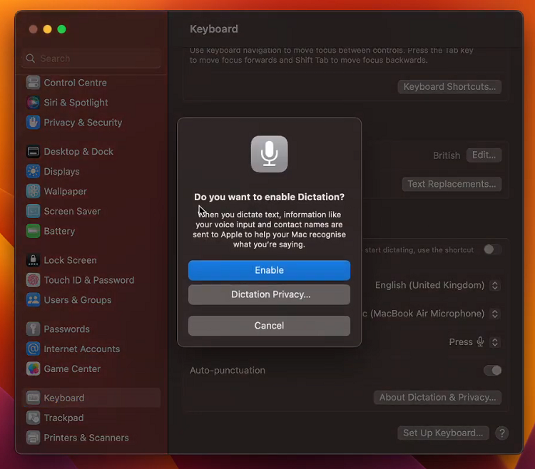 How To Enable Dictation On MacBook