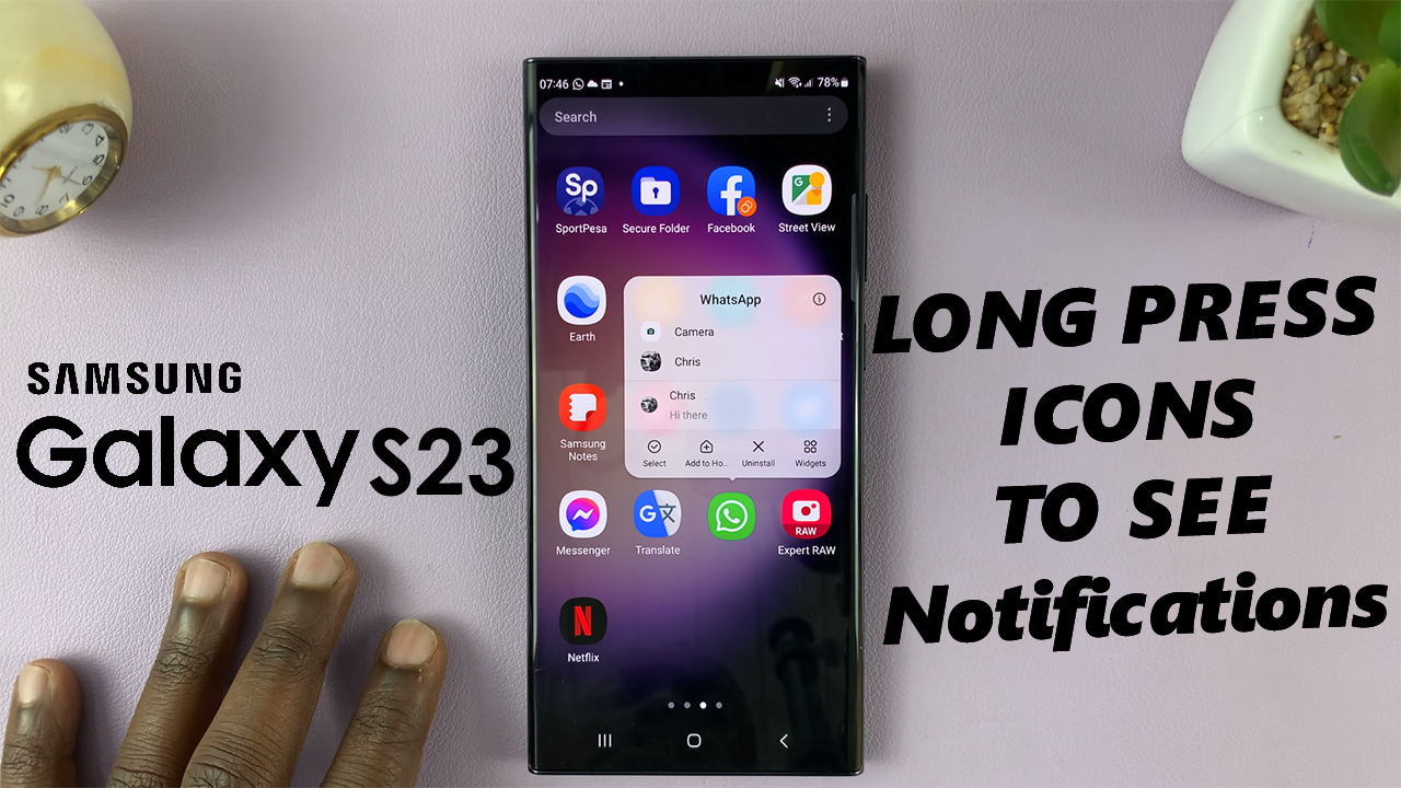 How To Enable & Disable Long Press App Icon To See Notifications On Samsung Galaxy S23