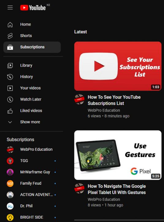 How To See Your YouTube Subscriptions List