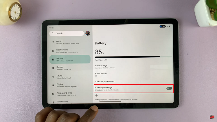 How To Show & Hide Battery Percentage On Google Pixel Tablet