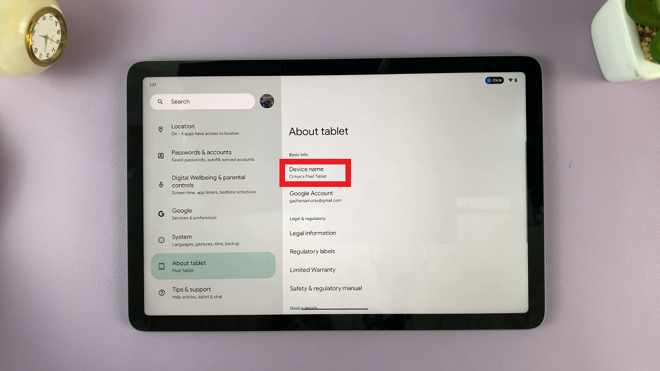 How To Change Google Pixel Tablet Name