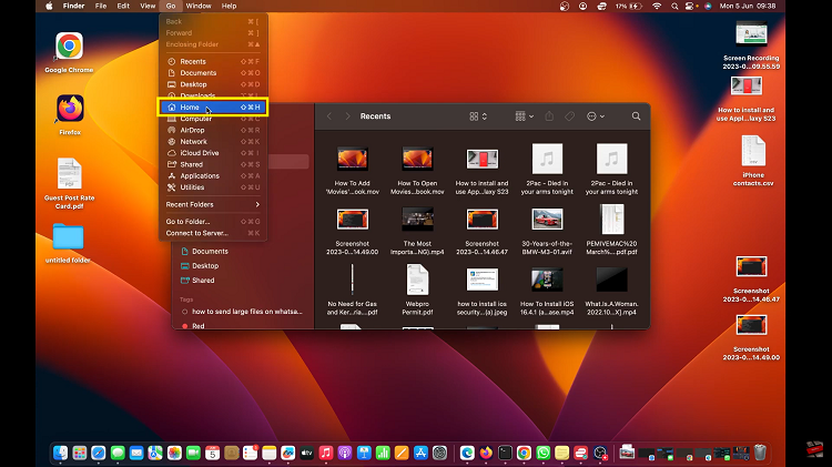 Open 'Home' Folder On iMac MacBook