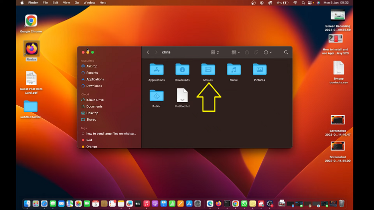Open Movies Folder On iMac MacBook