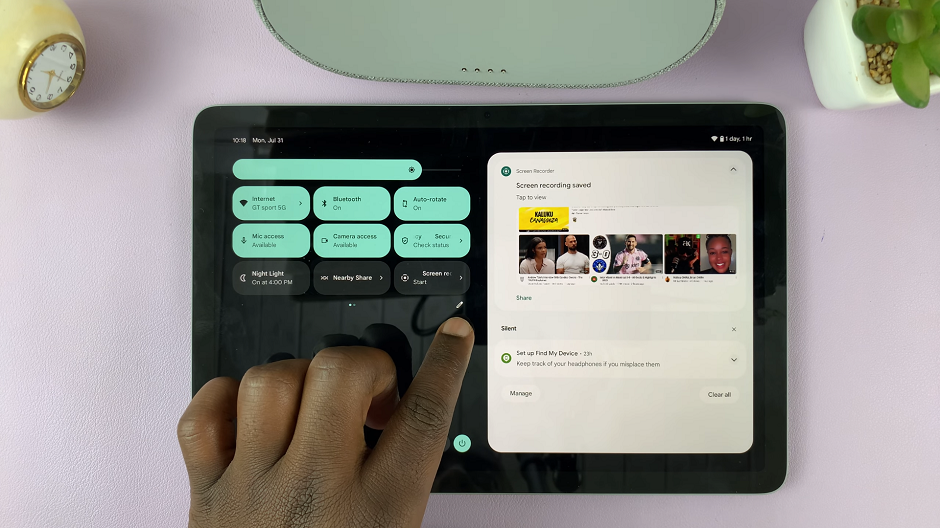 Reorganize Quick Settings Tiles To Panel On google Pixel Tablet