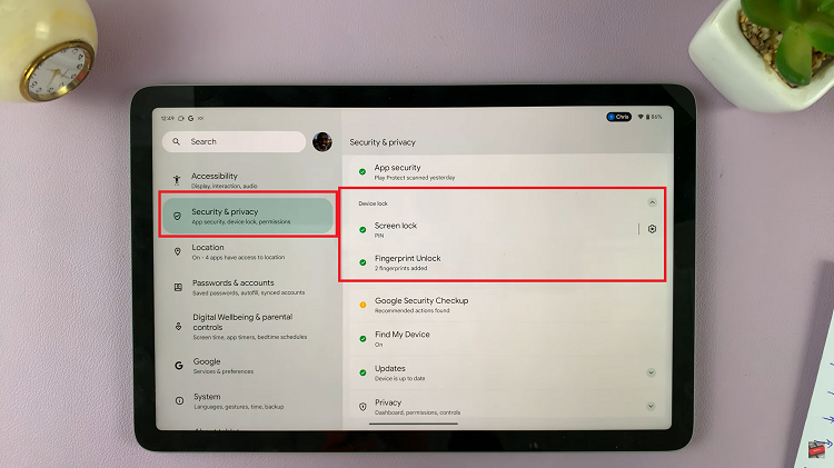 Remove Screen Lock PIN On Google Pixel Tablet