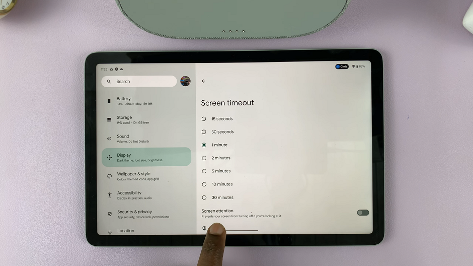 Screen Attention Option On Google Pixel Tablet