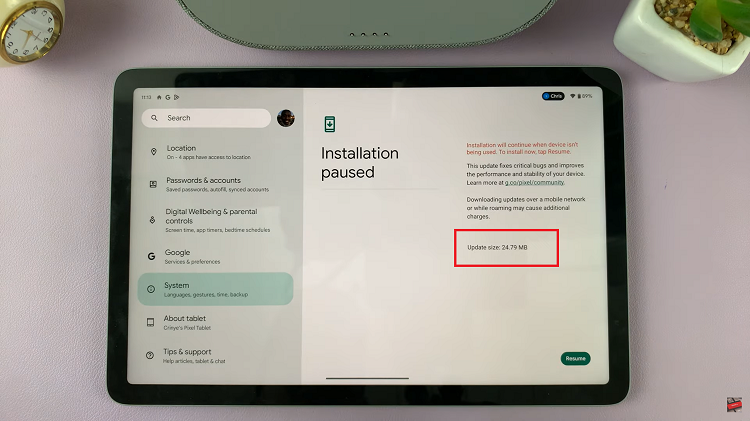 Update Google Pixel Tablet