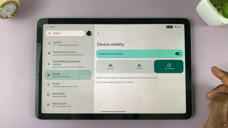 Enable & Disable Nearby Share On Google Pixel Tablet