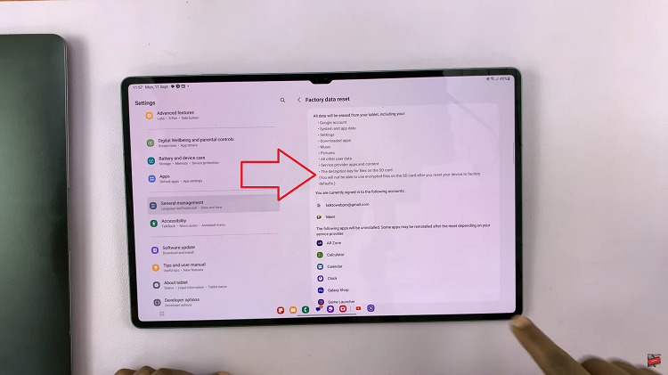 Factory Reset Samsung Galaxy Tablet S9