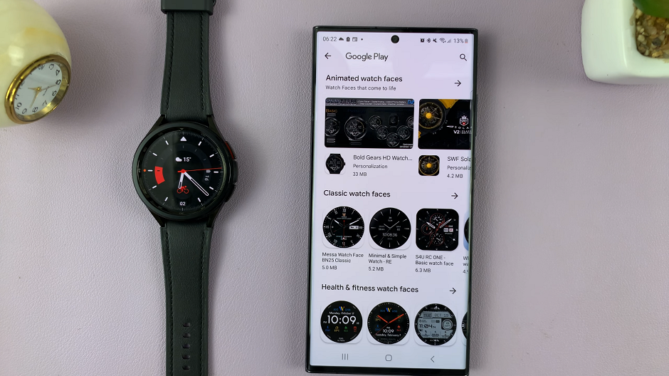 Google Play Store Watch faces Options