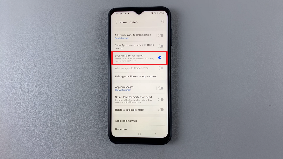 How To Enable Lock Home Screen Layout On Samsung Galaxy A14
