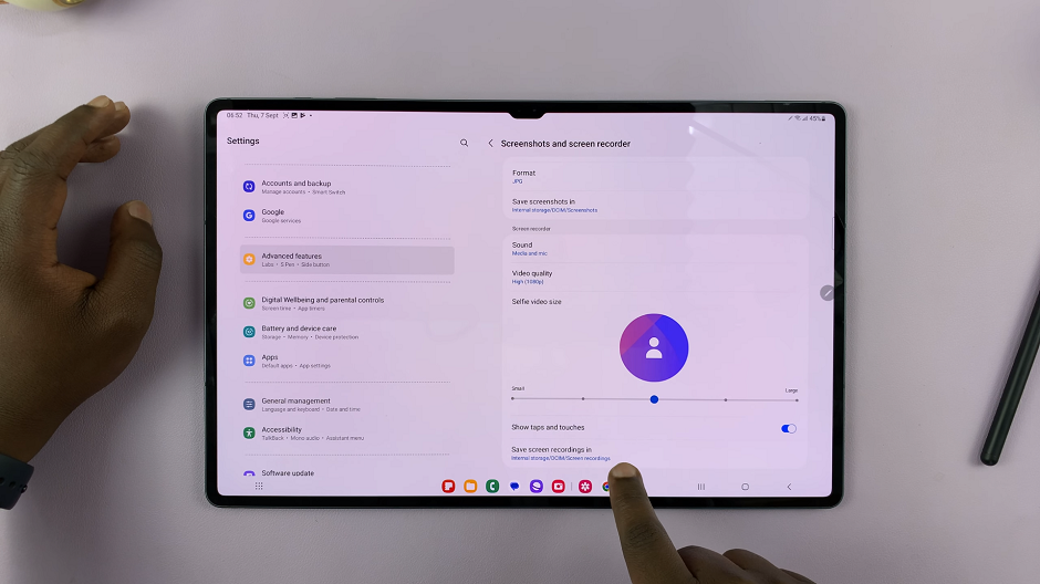 Additional Screen Recording Settings