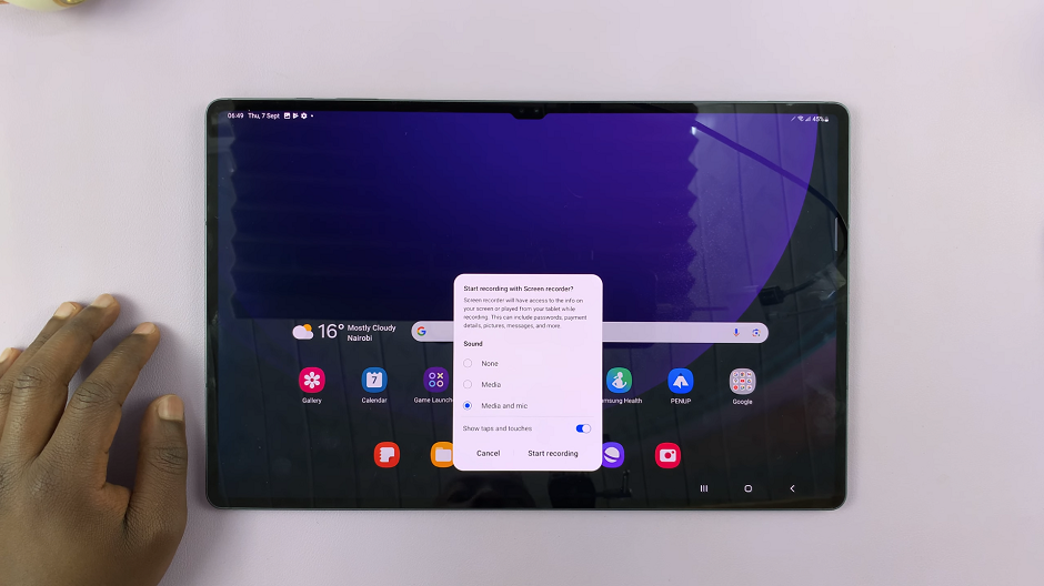 Screen Record Samsung Galaxy Tab S9 Series