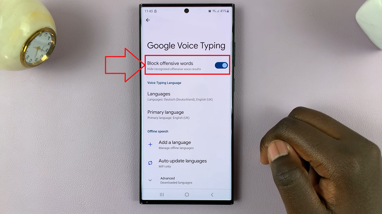 Turn 'Block Offensive Words' For Google Voice Typing On & Off Galaxy S23