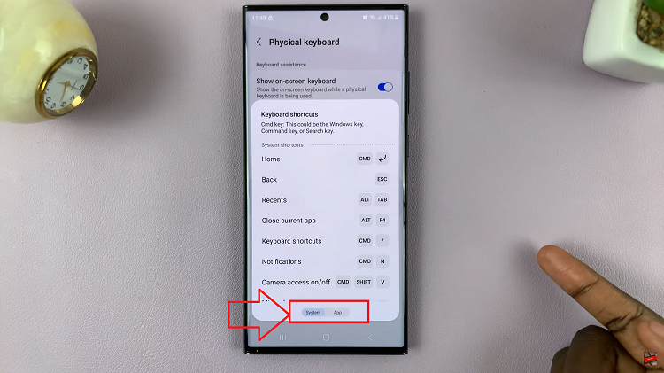 View Physical Keyboard Shortcuts On Samsung Galaxy S23