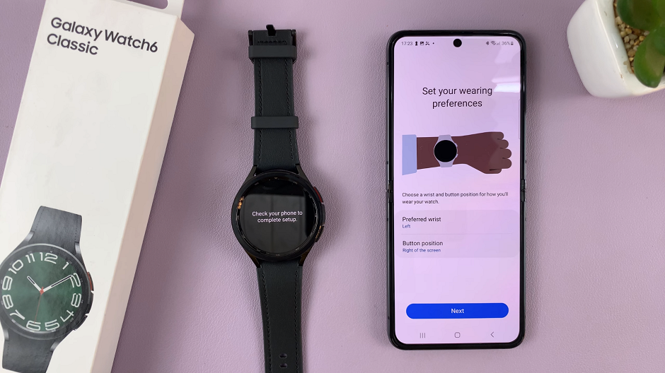 Select Wearing preference On Watch6
