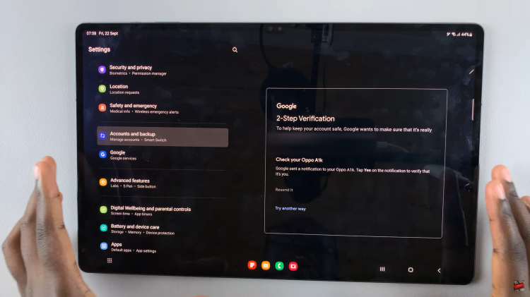 Add Google Account On Samsung Galaxy S9 Tablet