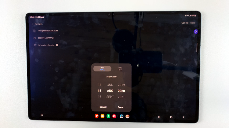 Change Date & Time On Photo On Samsung Galaxy S9 Tablet