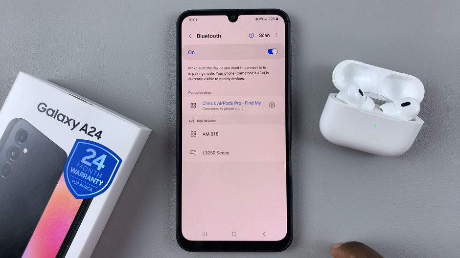 AirPods Connected To Samsung Galaxy A24