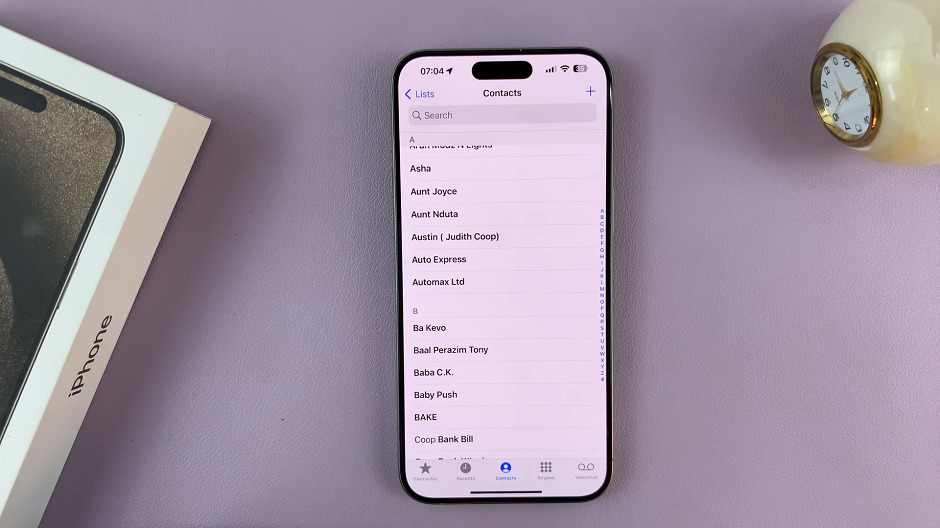 Contacts List On iPhone