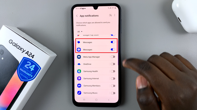 Enable Text Message Notifications On Samsung Galaxy A24