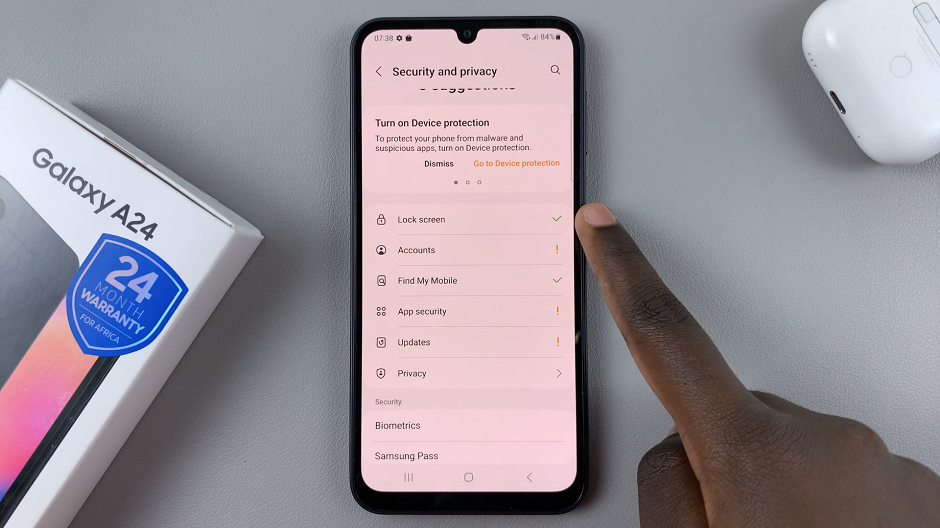 Lock Screen Options On Samsung Galaxy A24