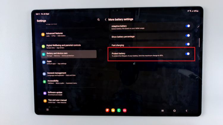 Protect Battery By Limiting Max Charge On Samsung Galaxy S9 Tablet